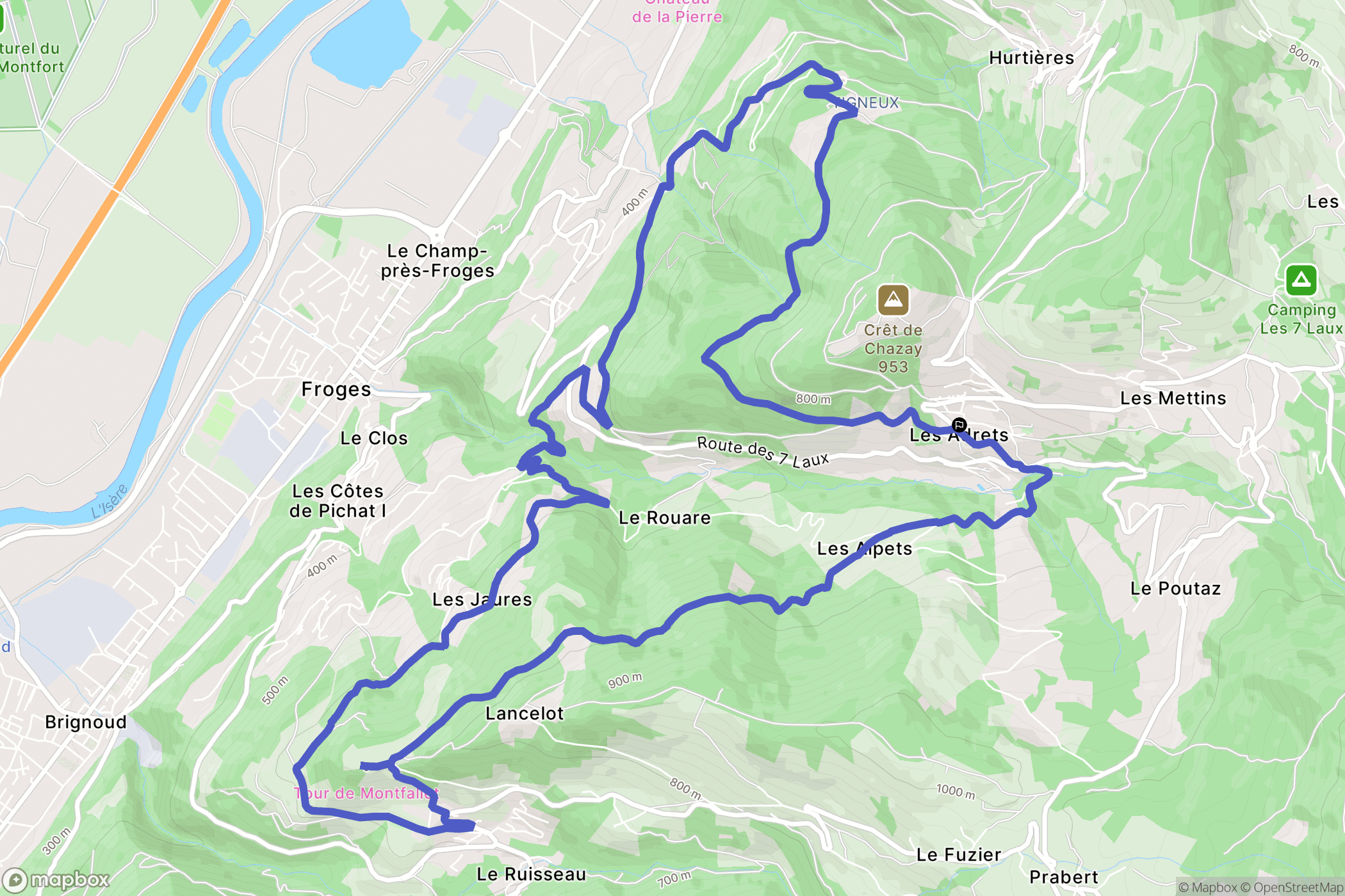 Les Adrets : carte du parcours de randonnée - France