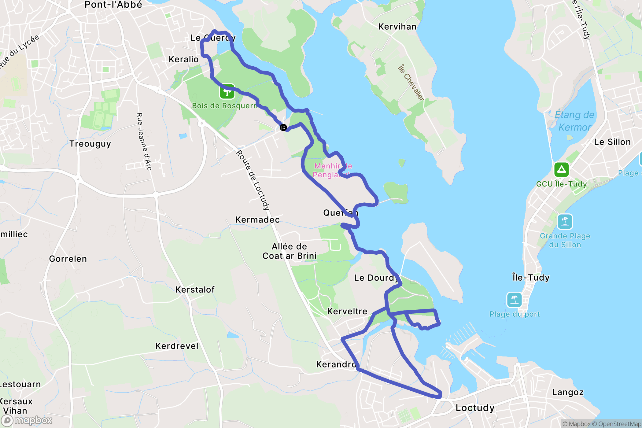 Pont-l'Abbé : carte du parcours de randonnée - France