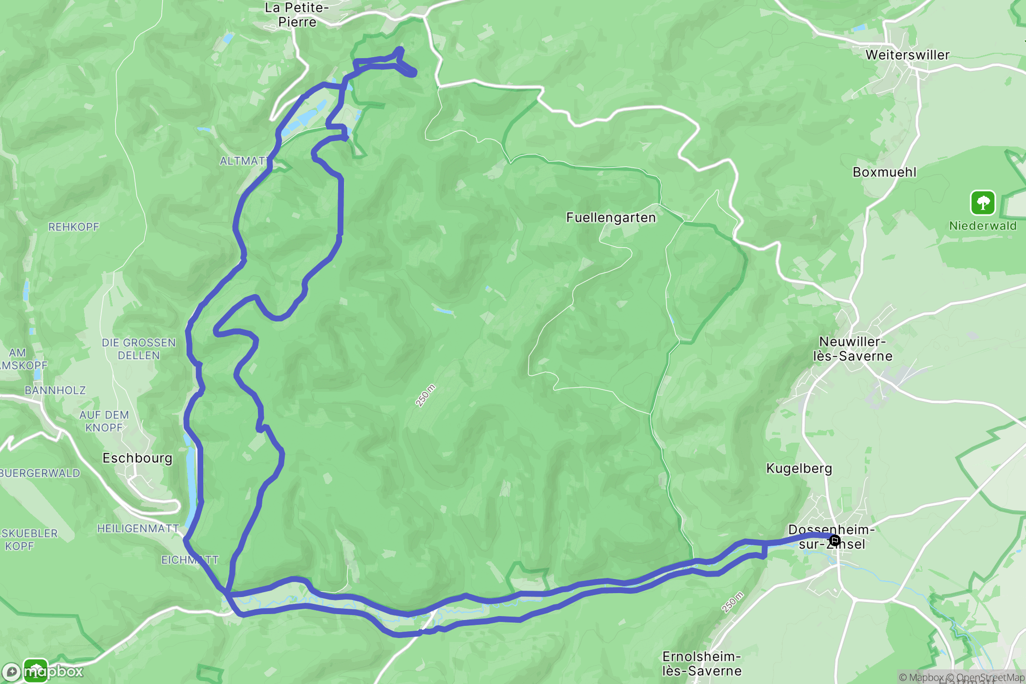 Dossenheim-sur-Zinsel : carte du parcours de randonnée - France