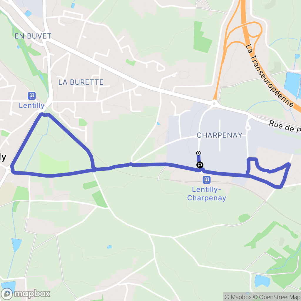 Lentilly : carte du parcours de randonnée - France