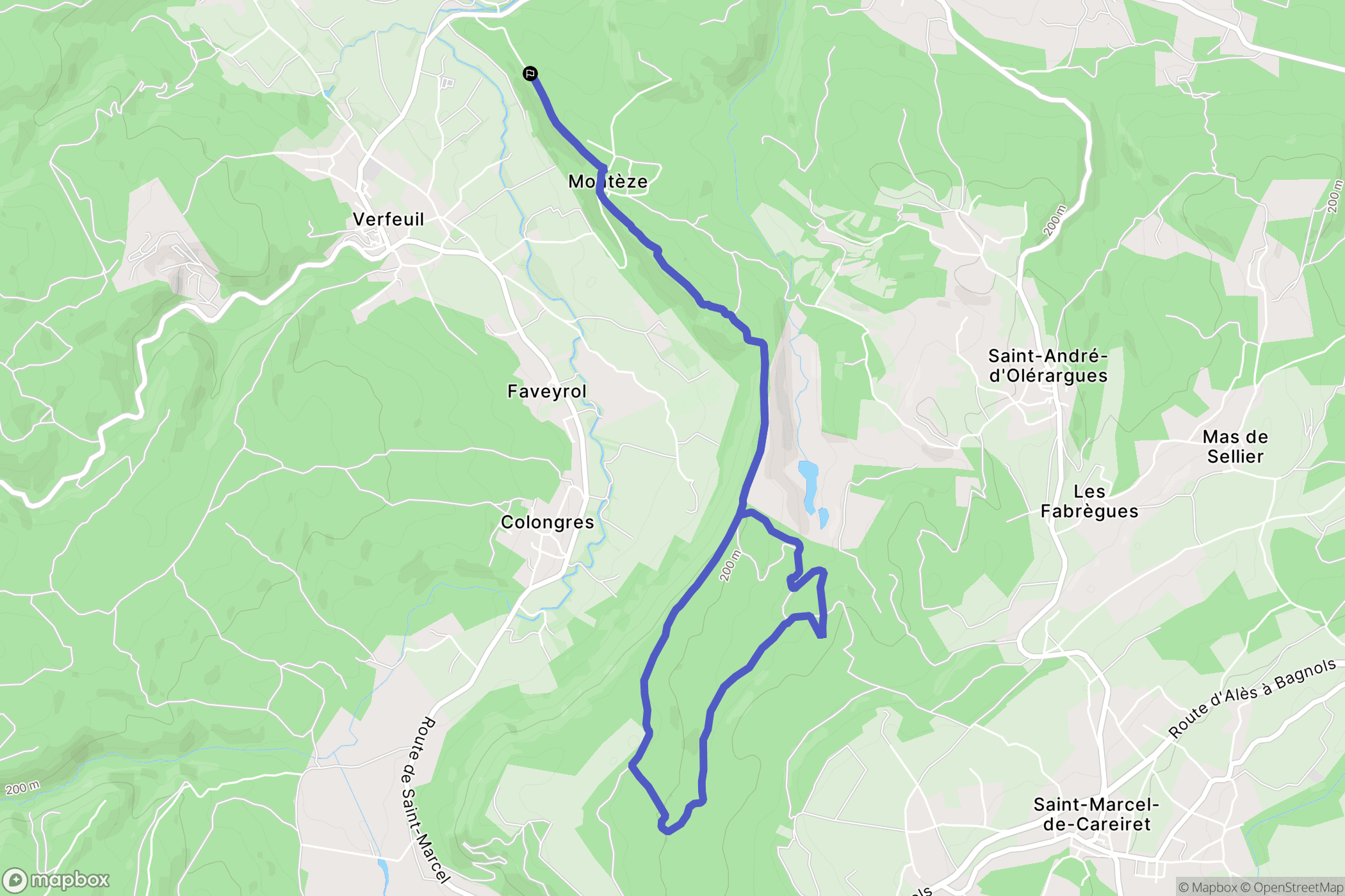 Verfeuil : carte du parcours de randonnée - France