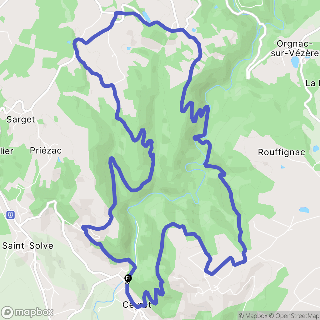 Voutezac : carte du parcours de randonnée - France