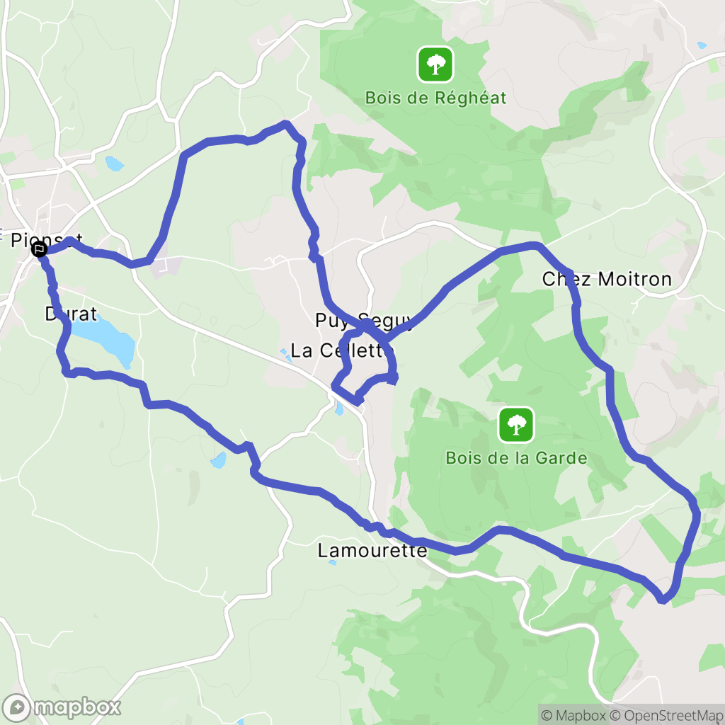 Pionsat : carte du parcours de randonnée - France