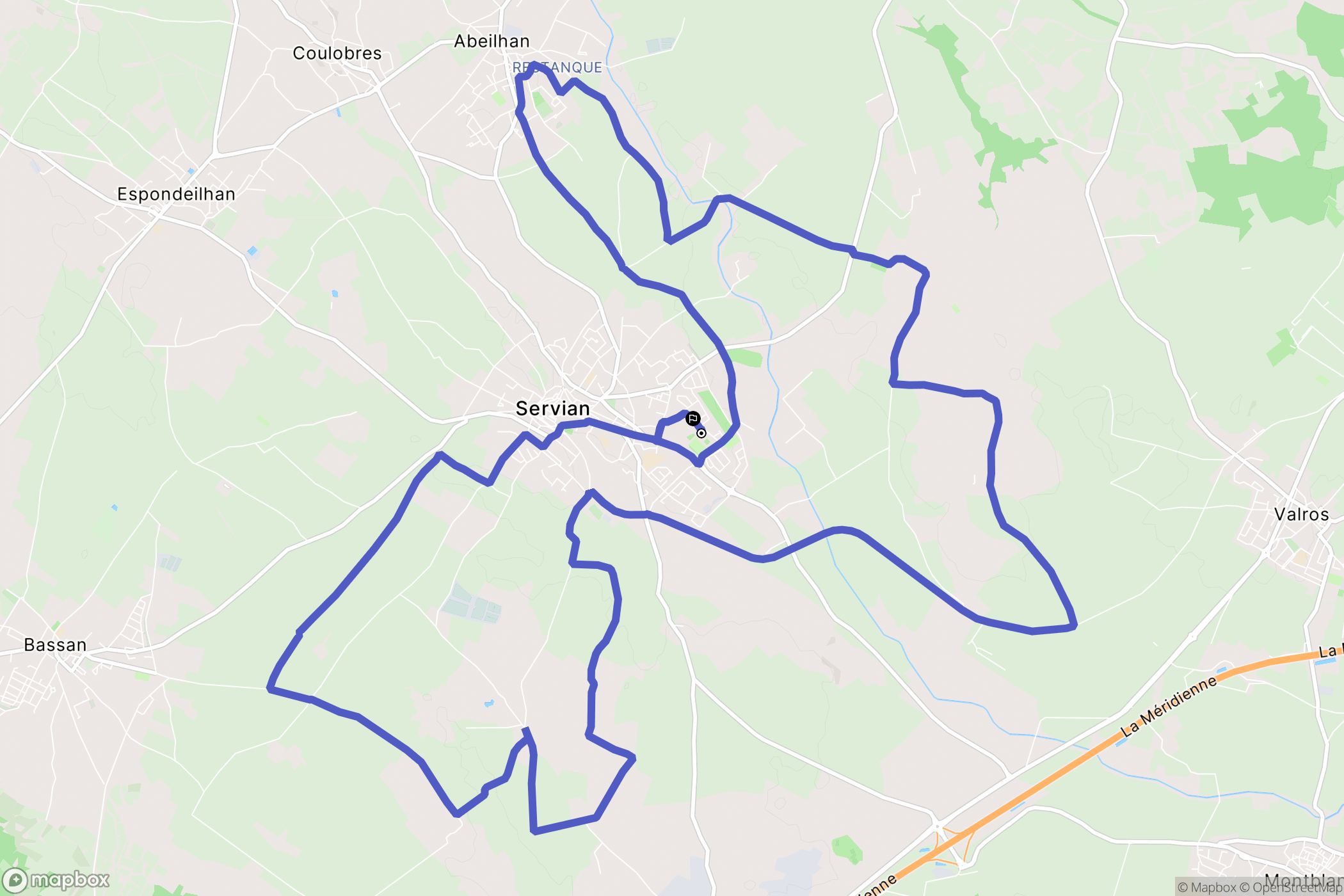 Servian : carte du parcours de randonnée - France