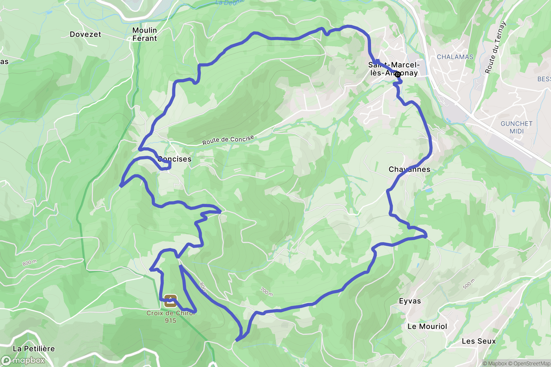 Saint-Marcel-lès-Annonay : carte du parcours de randonnée - France