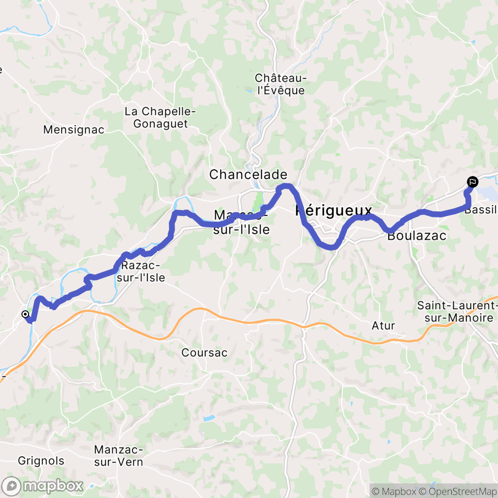 Saint-Astier : carte du parcours de randonnée - France