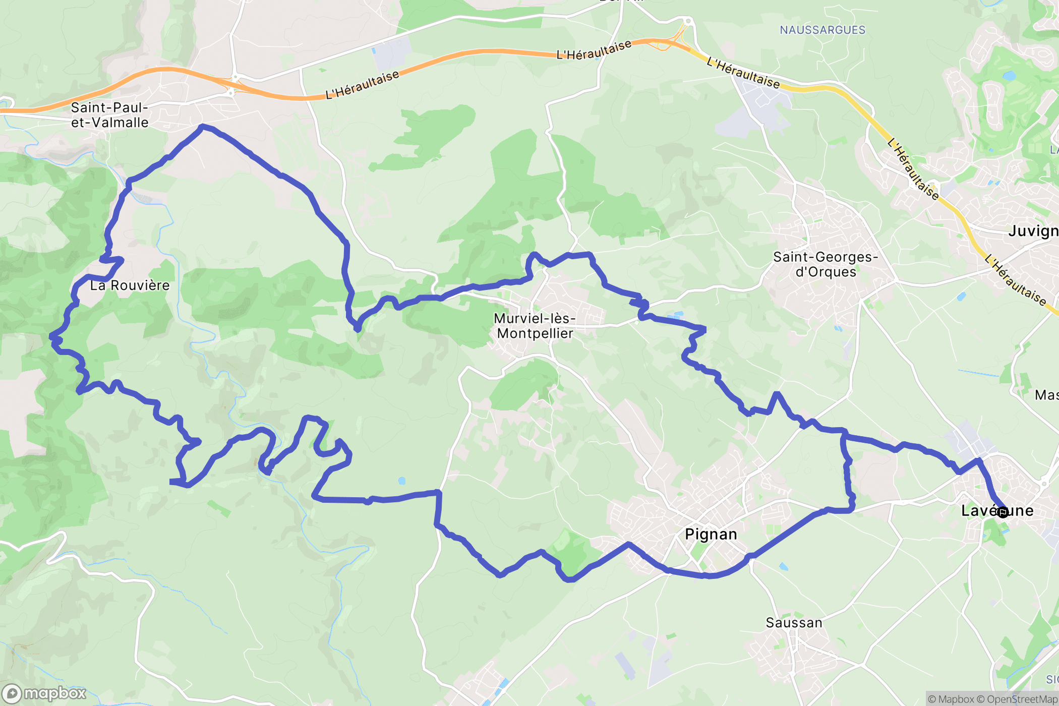 Lavérune : carte du parcours de randonnée - France