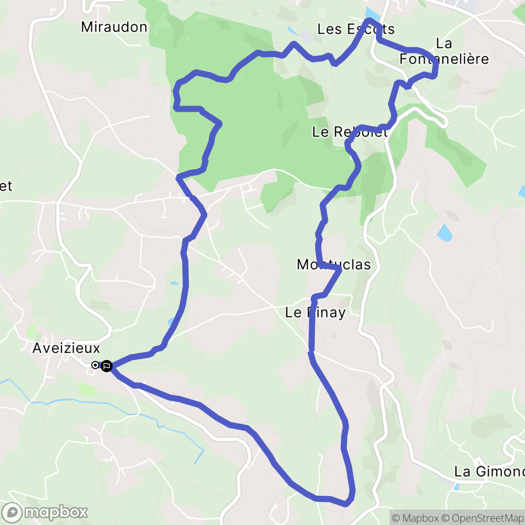 Aveizieux : carte du parcours de randonnée - France