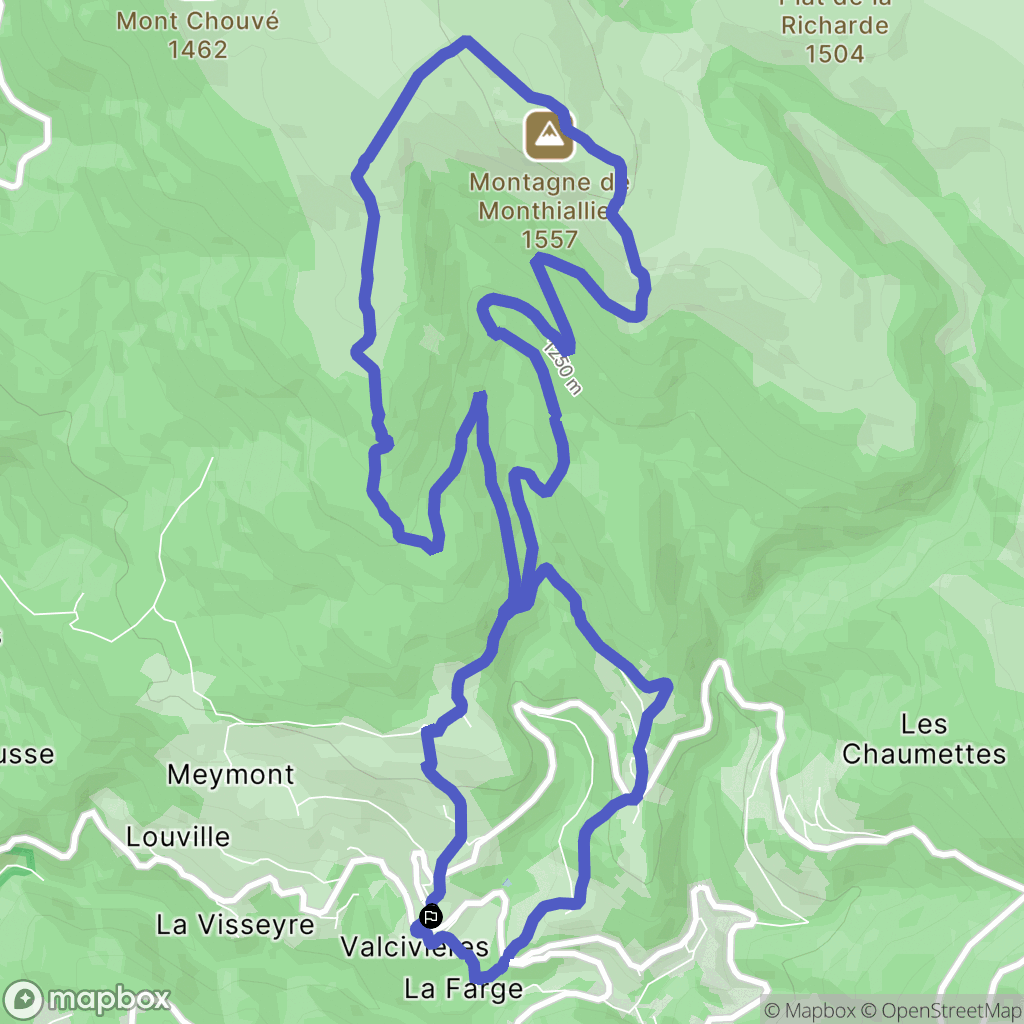 Valcivières : carte du parcours de randonnée - France