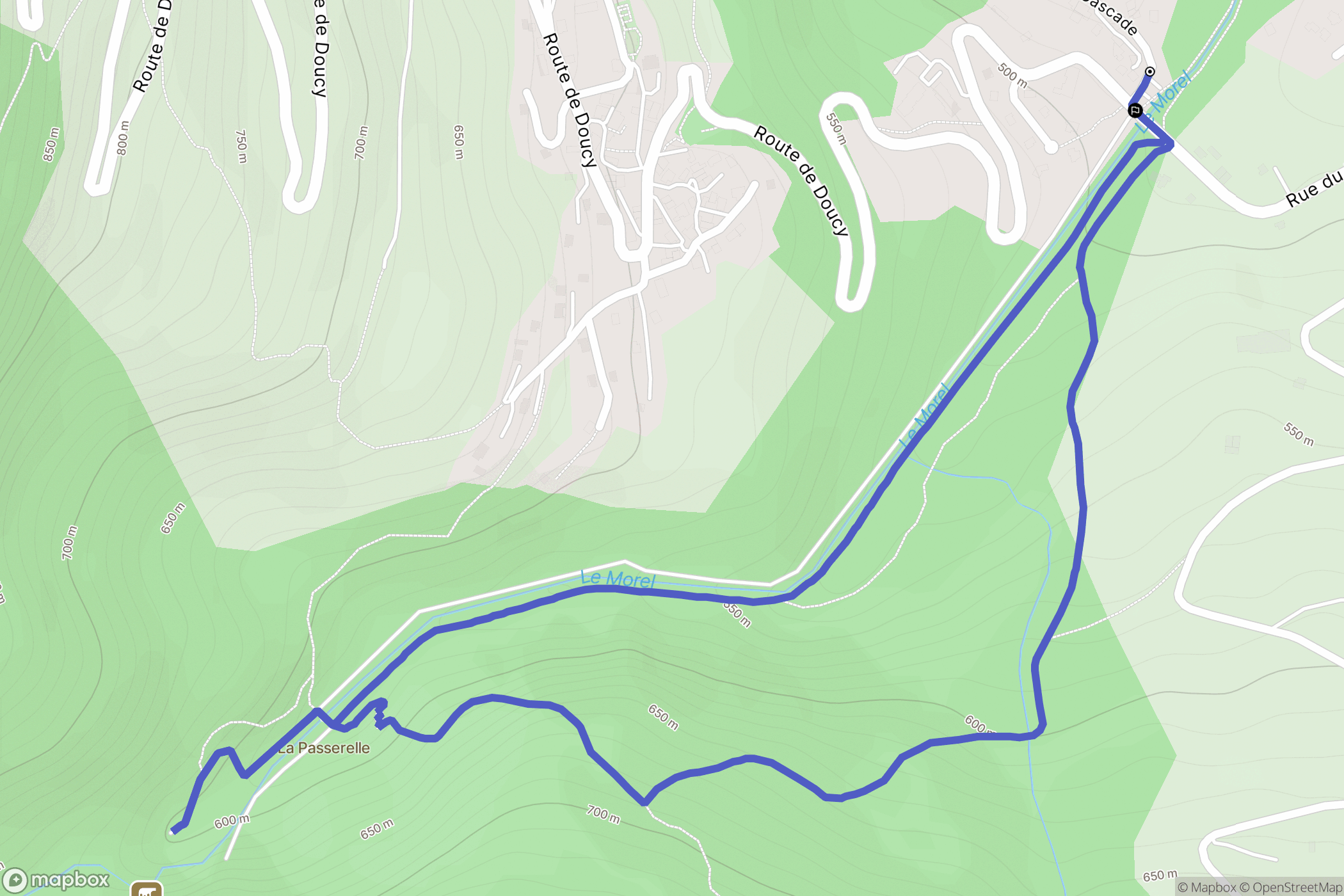 Grand-Aigueblanche : carte du parcours de randonnée - France
