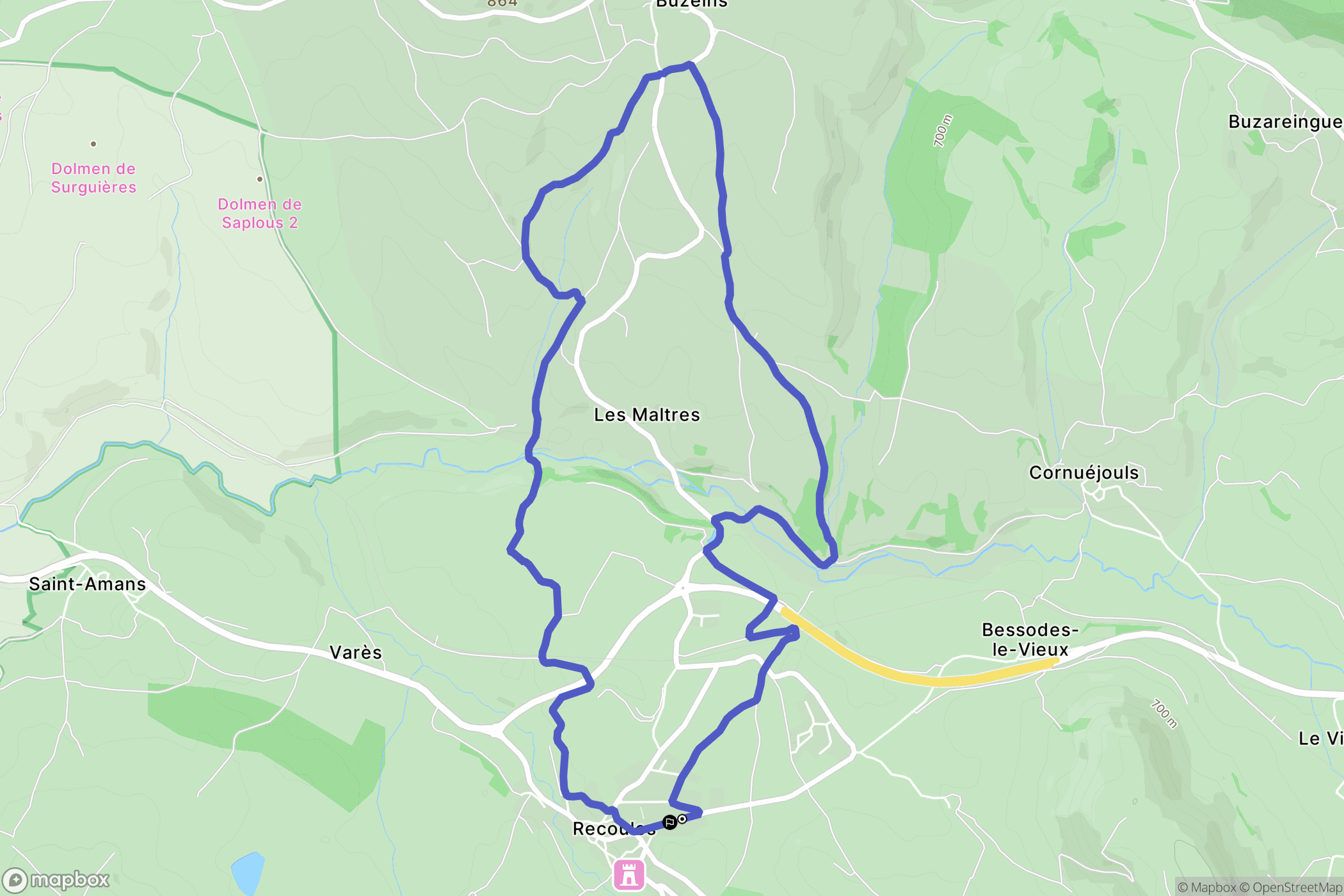 Sévérac-d'Aveyron : carte du parcours de randonnée - France
