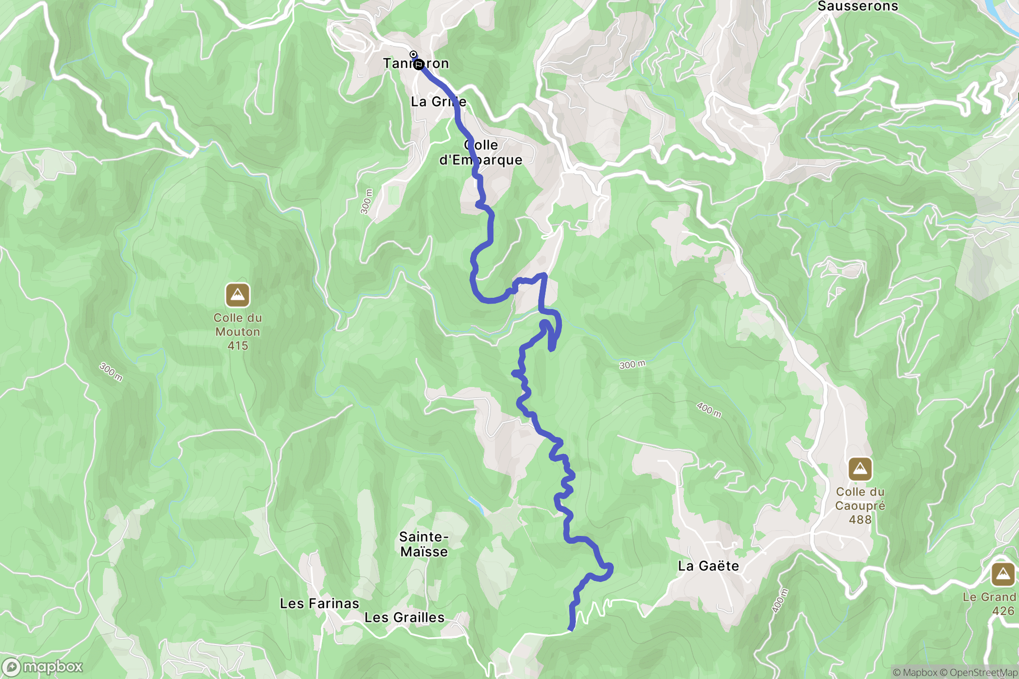 Tanneron : carte du parcours de randonnée - France