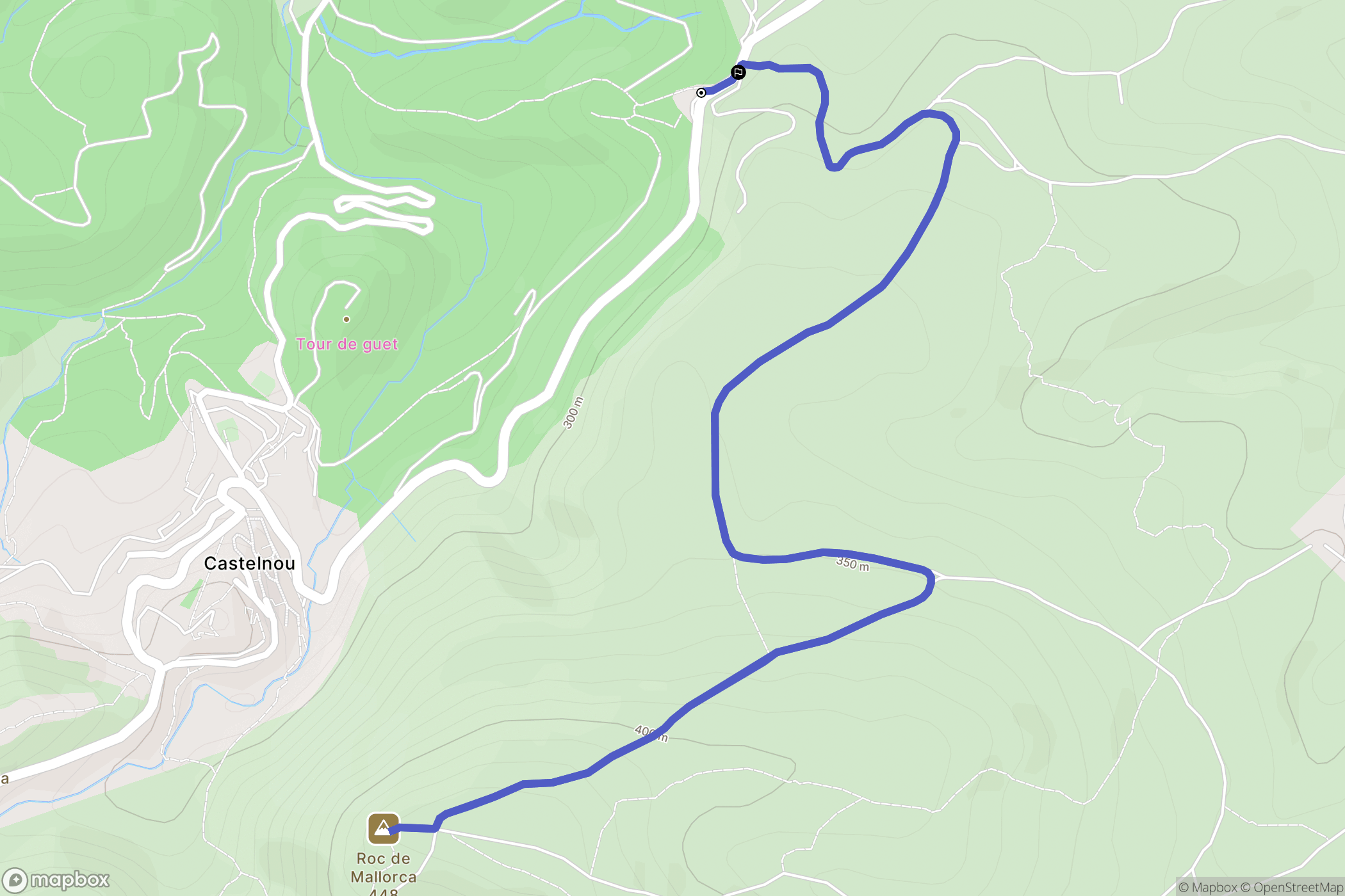 Castelnou : carte du parcours de randonnée - France