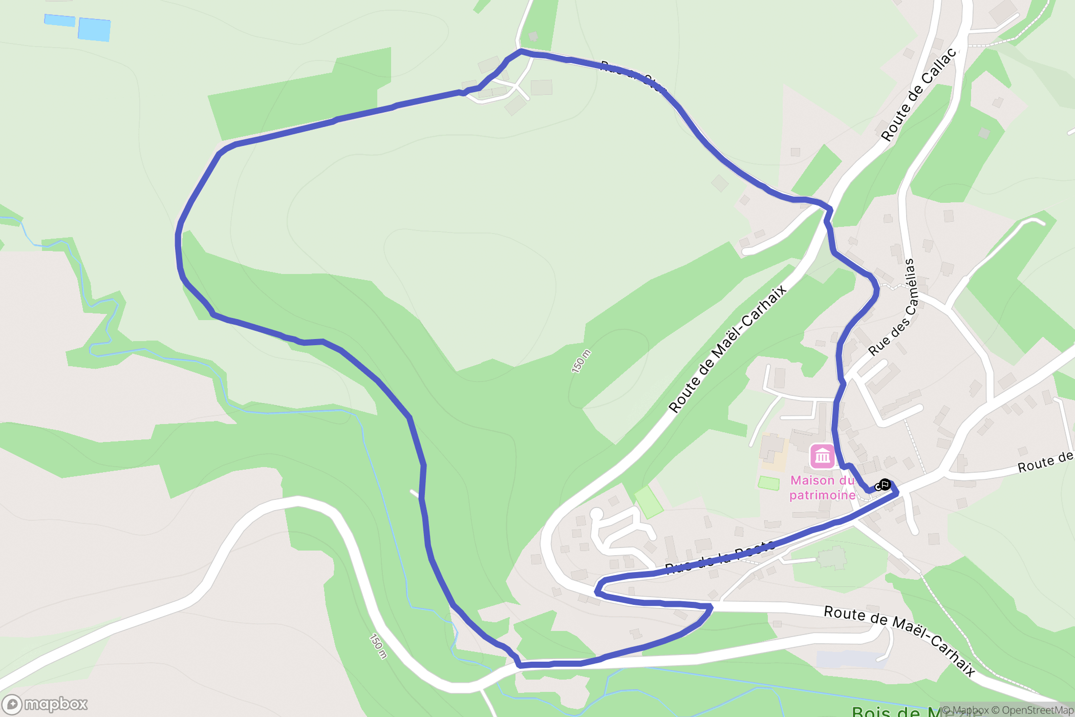 Locarn : carte du parcours de randonnée - France