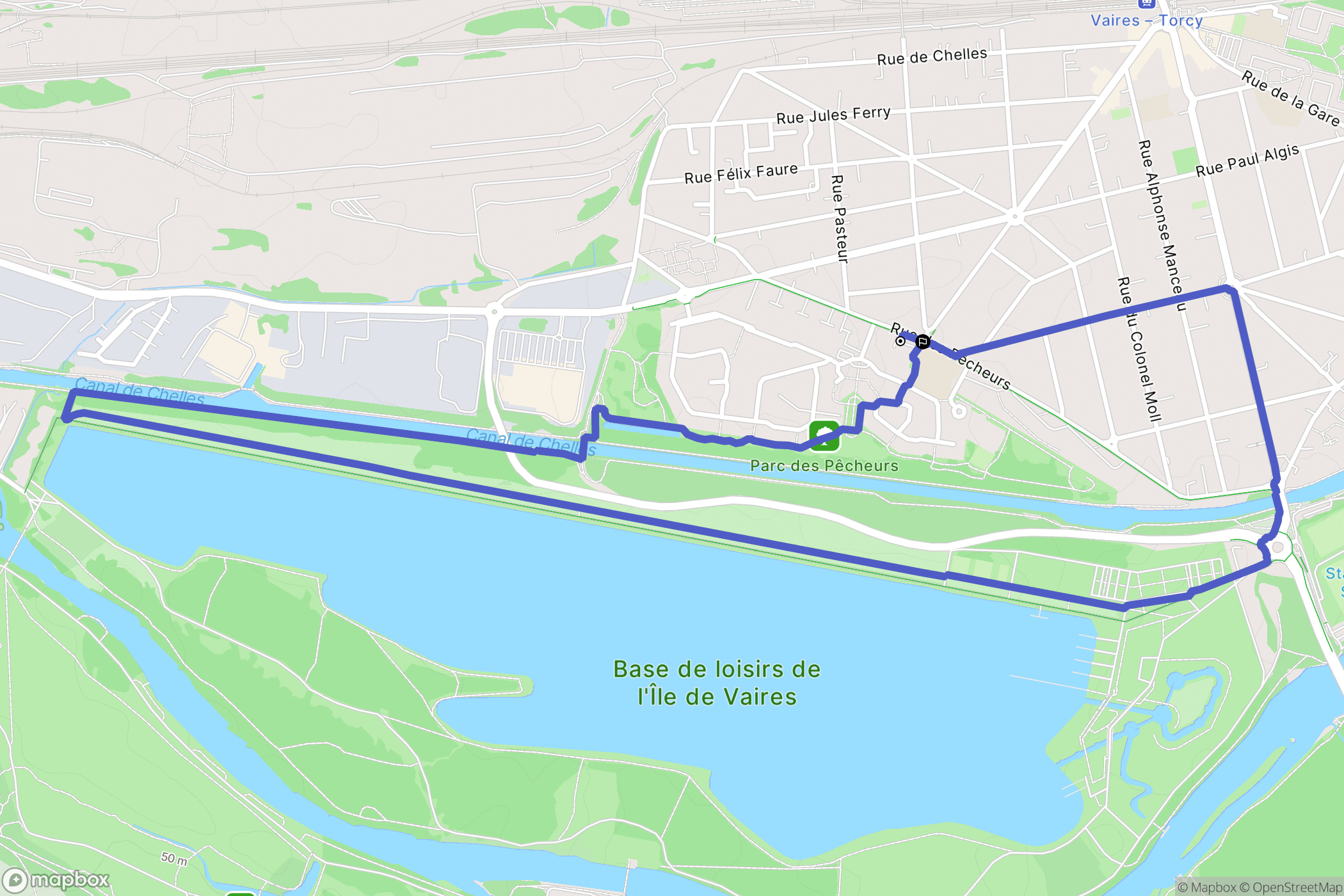 Vaires-sur-Marne : carte du parcours de randonnée - France