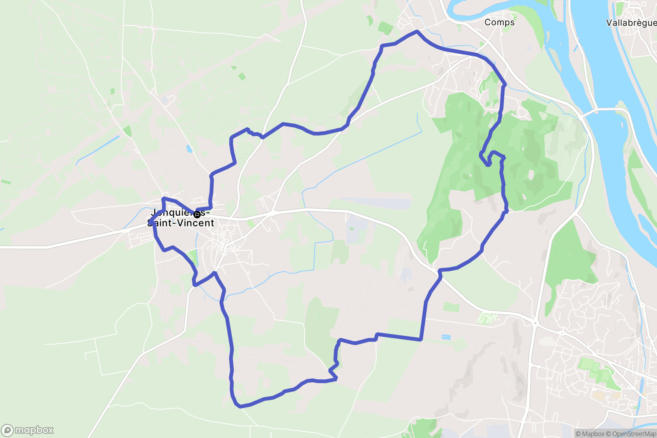 Jonquières-Saint-Vincent : carte du parcours de randonnée - France