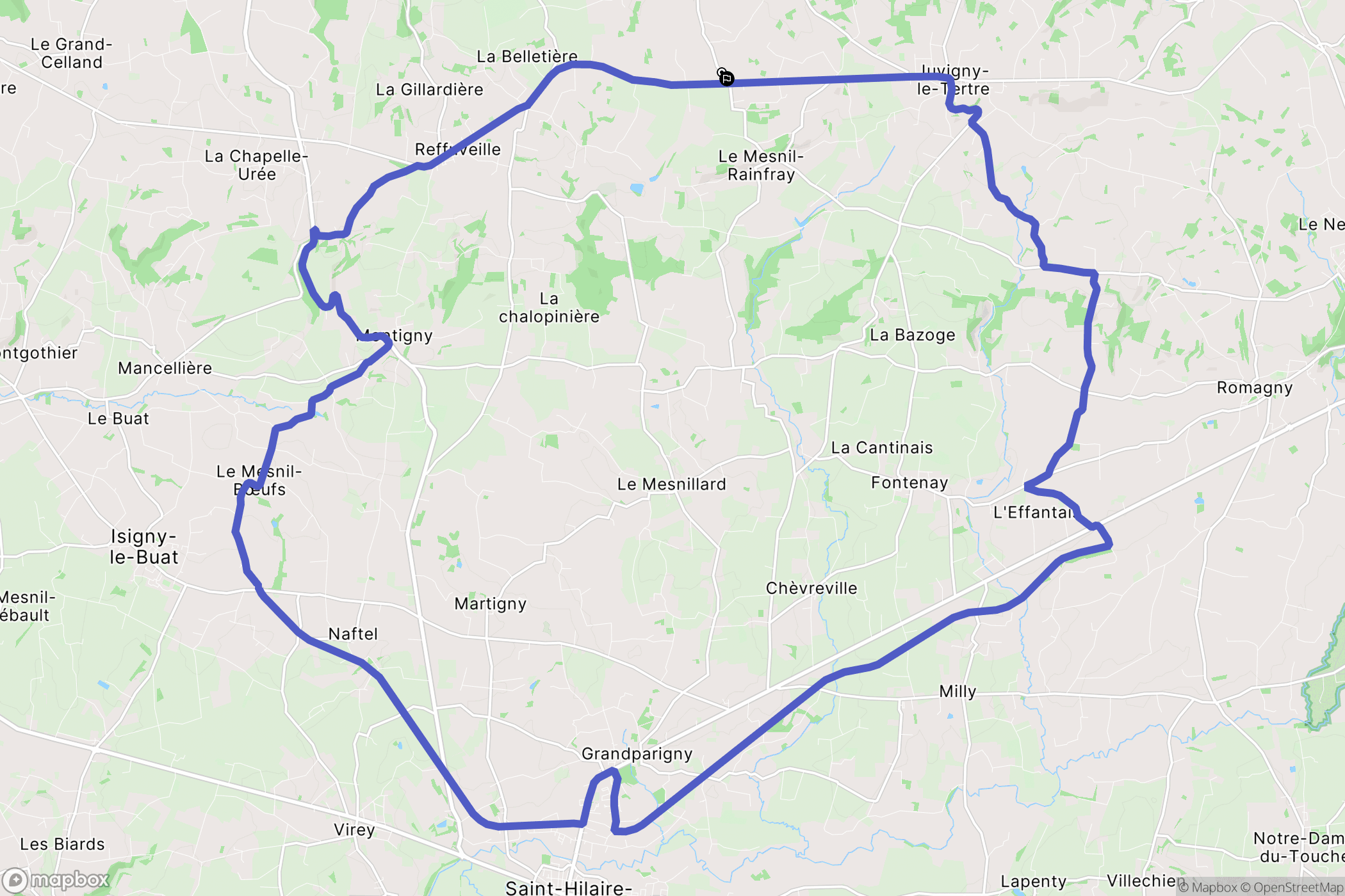 Juvigny les Vallées : carte du parcours de randonnée - France