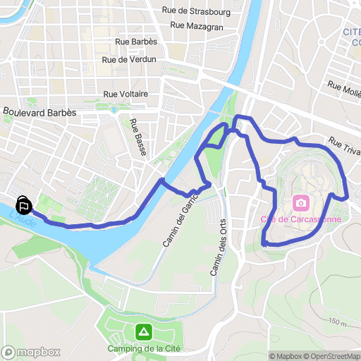 Carcassonne : carte du parcours de randonnée - France
