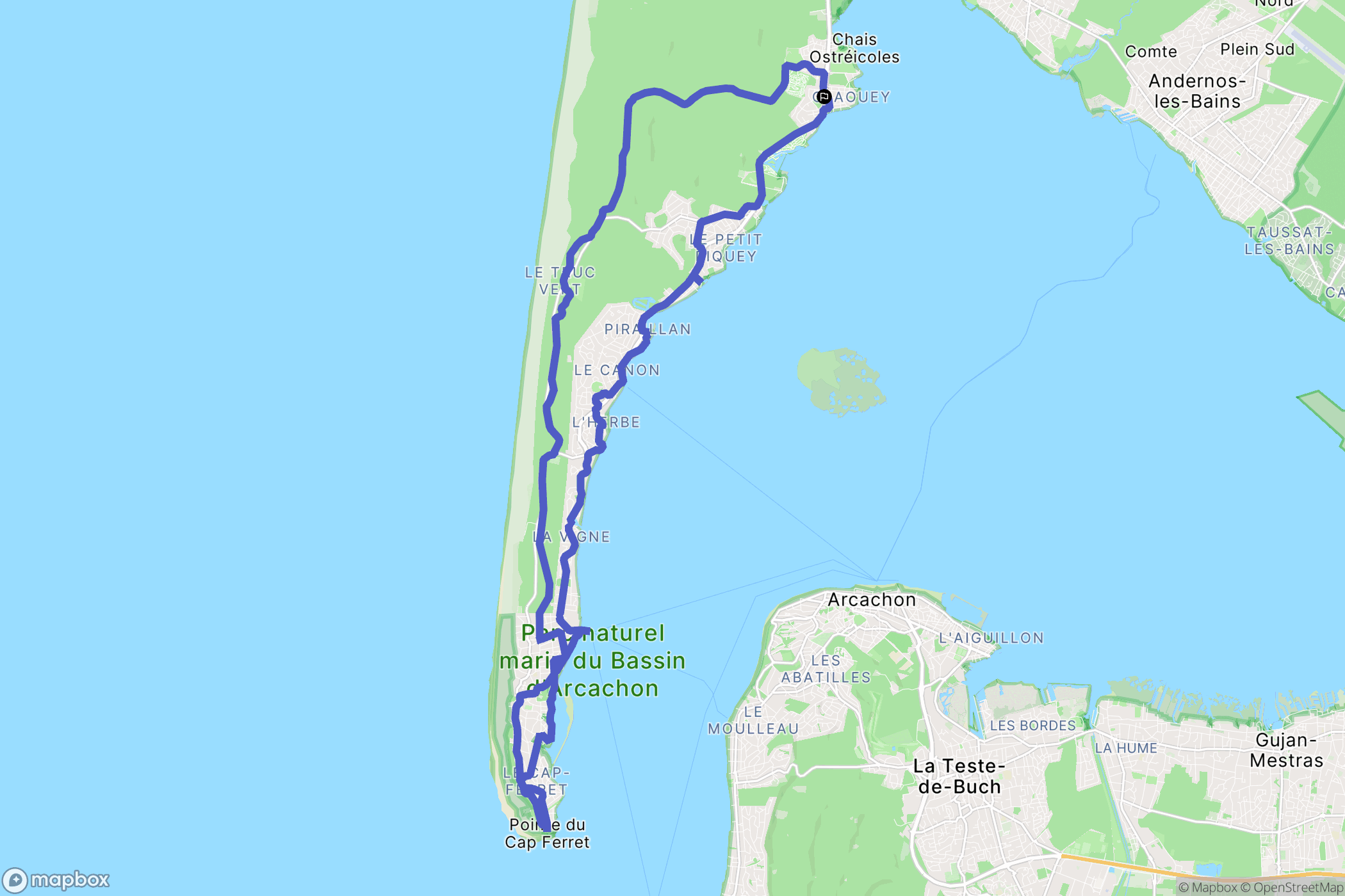 Lège-Cap-Ferret : carte du parcours de randonnée - France