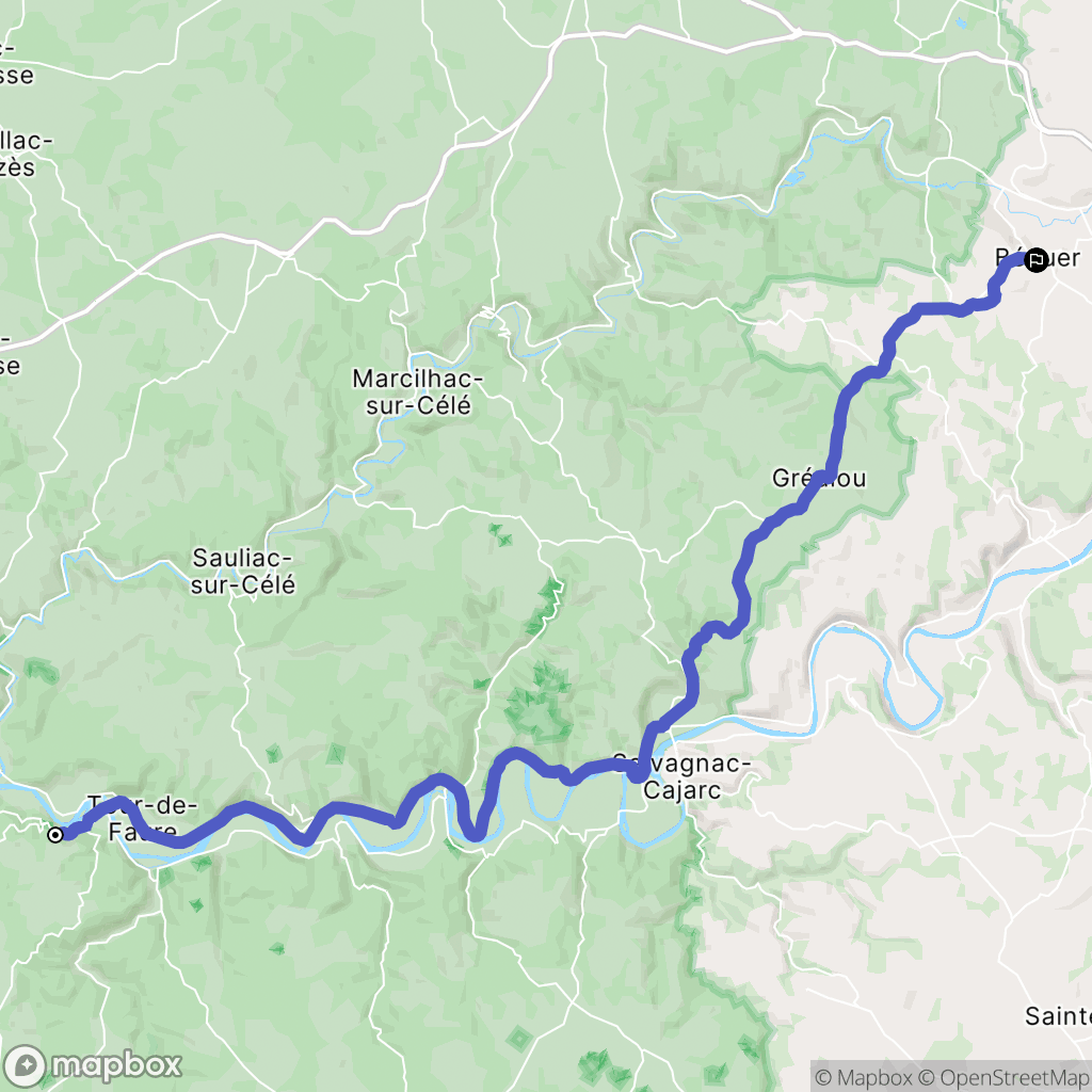 Saint-Cirq-Lapopie : carte du parcours de randonnée - France