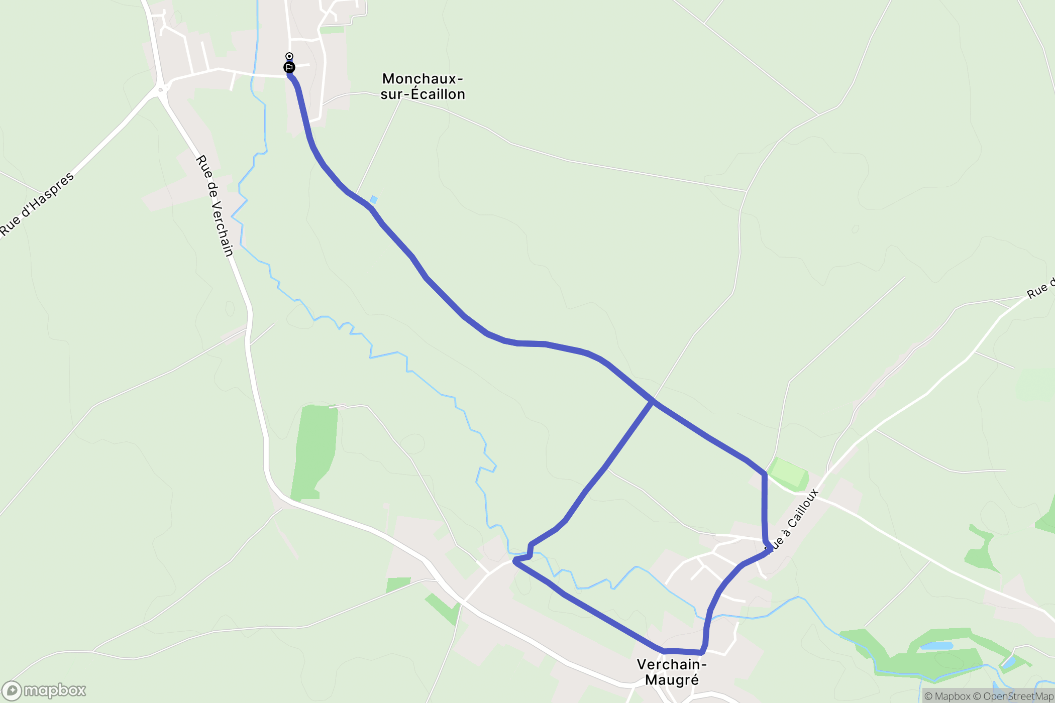 Monchaux-sur-Écaillon : carte du parcours de randonnée - France