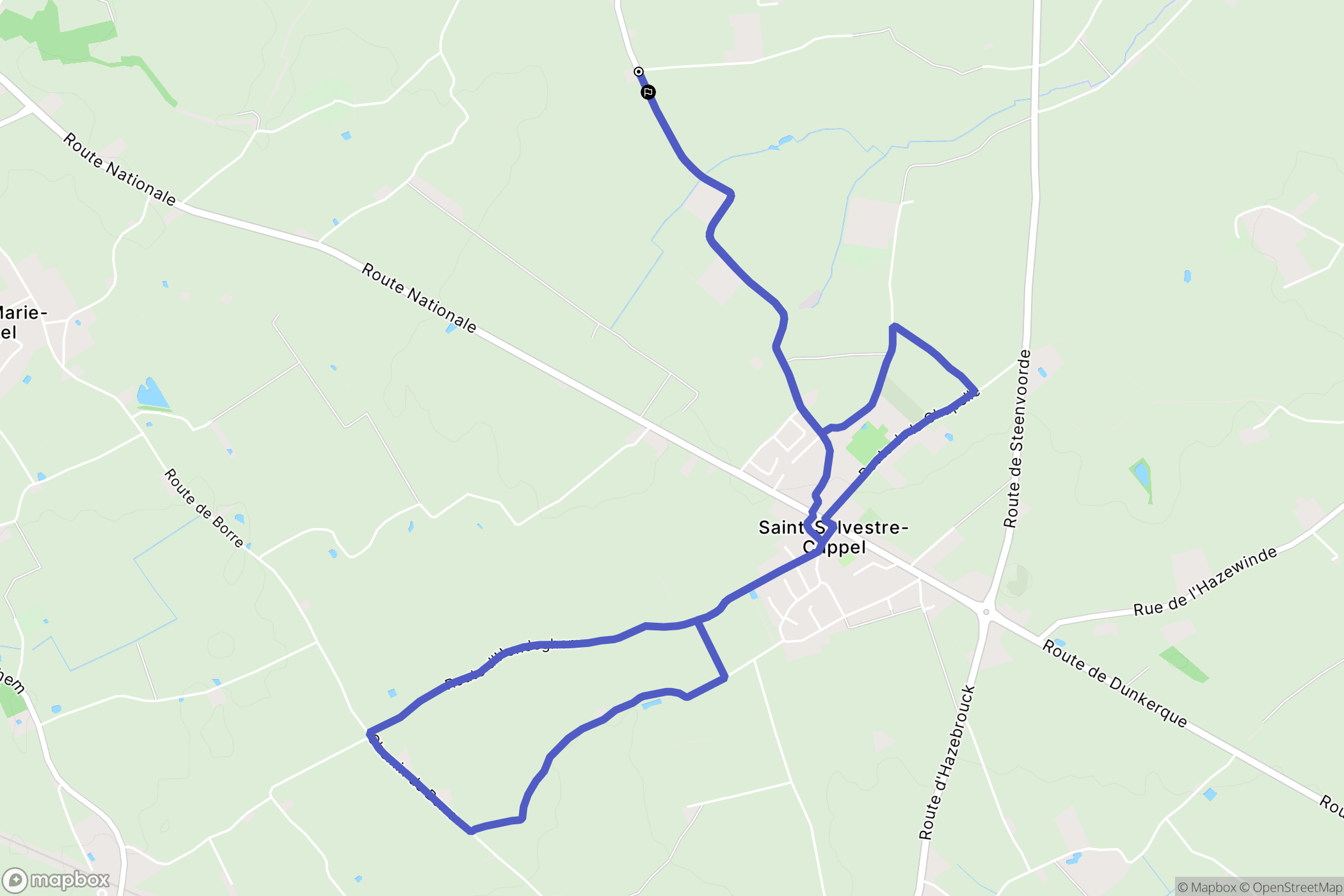 Saint-Sylvestre-Cappel : carte du parcours de randonnée - France