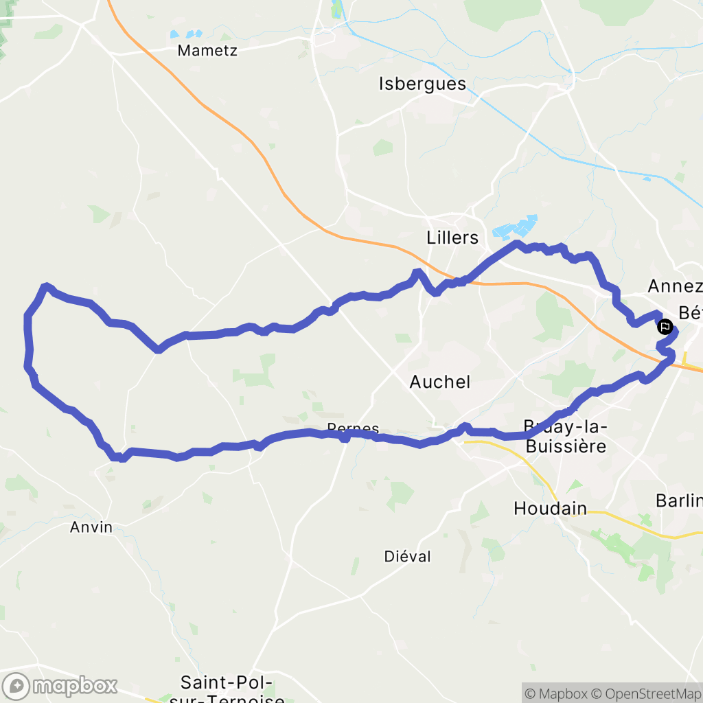 Annezin : carte du parcours de randonnée - France