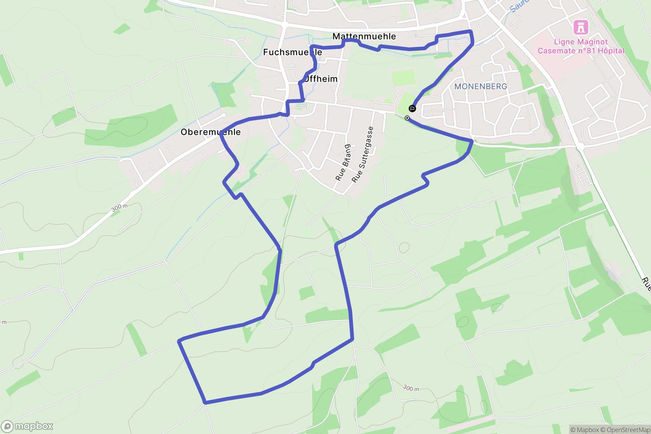 Sierentz : carte du parcours de randonnée - France