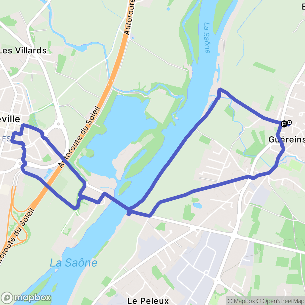 Guéreins : carte du parcours de randonnée - France