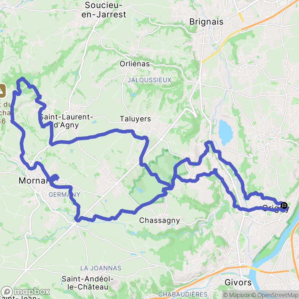 Grigny : carte du parcours de randonnée - France