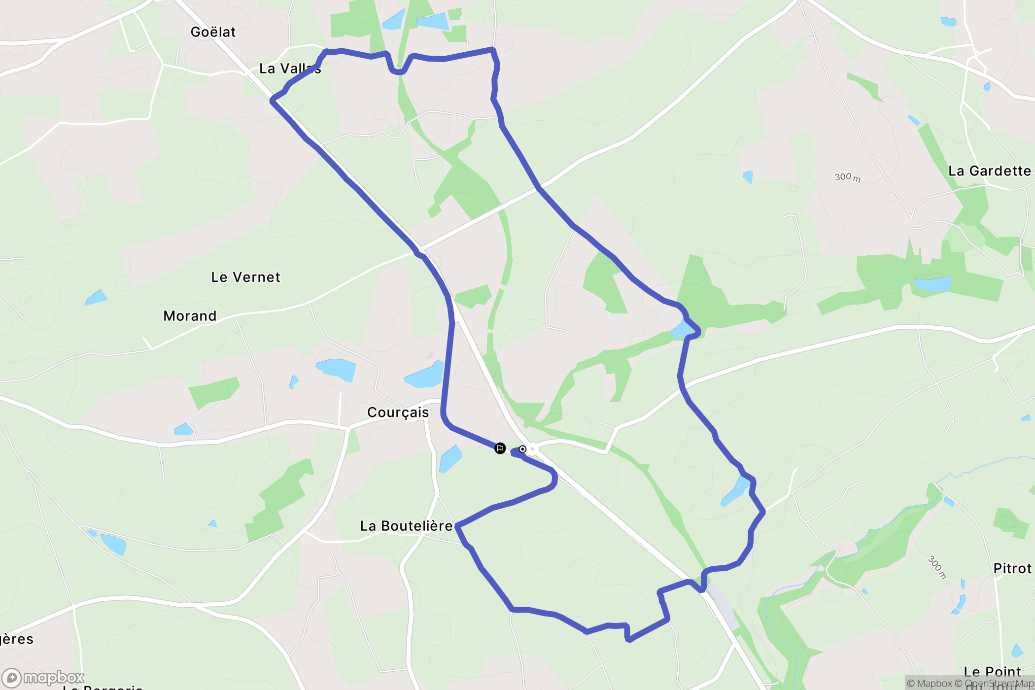 Courçais : carte du parcours de randonnée - France