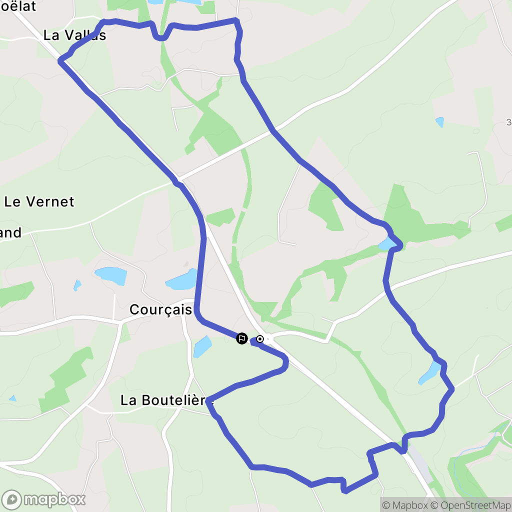 Courçais : carte du parcours de randonnée - France