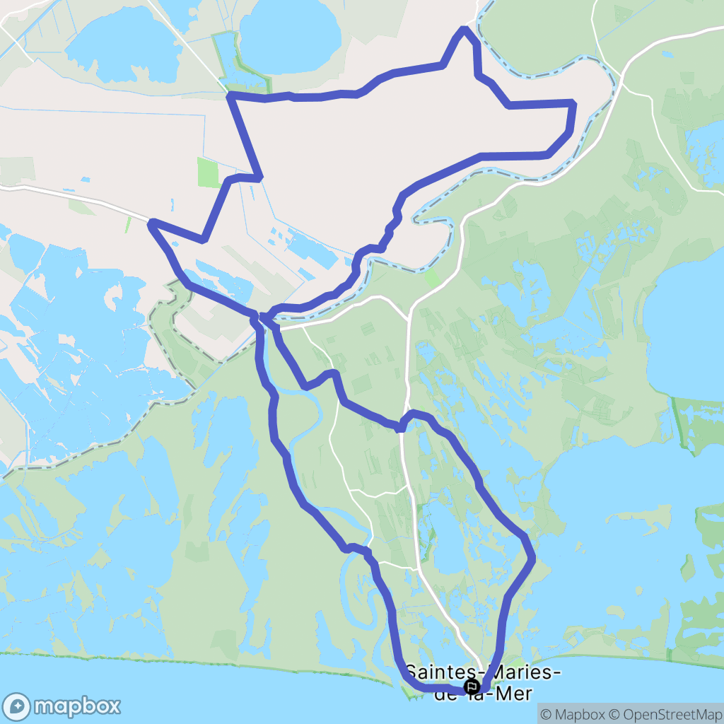 Saintes-Maries-de-la-Mer : carte du parcours de randonnée - France