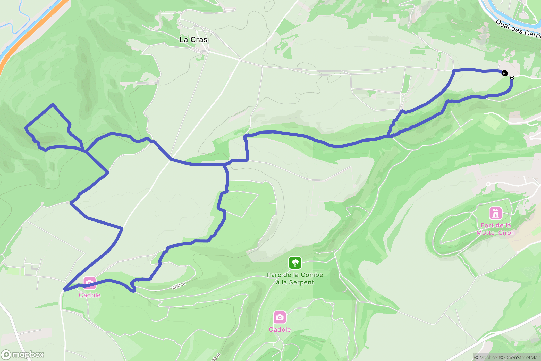 Dijon : carte du parcours de randonnée - France