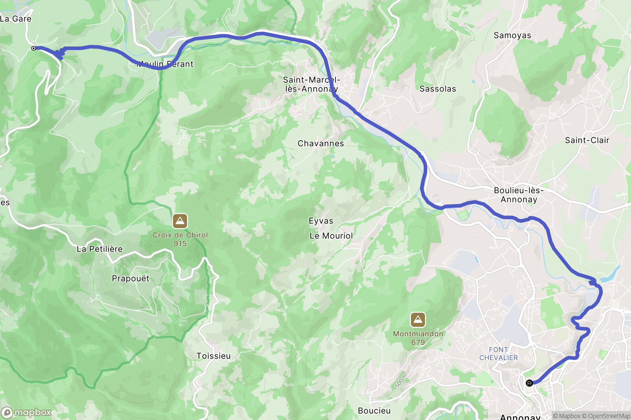 Burdignes : carte du parcours de randonnée - France
