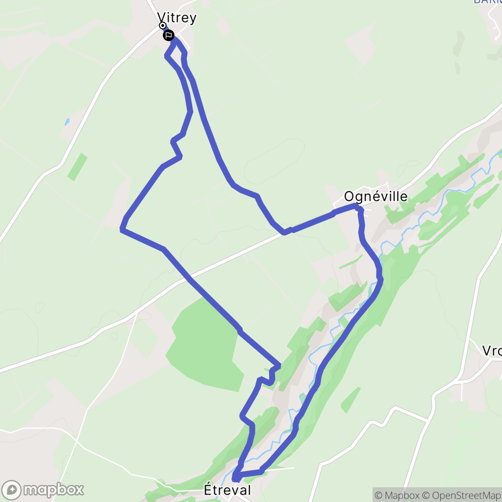 Vitrey : carte du parcours de randonnée - France