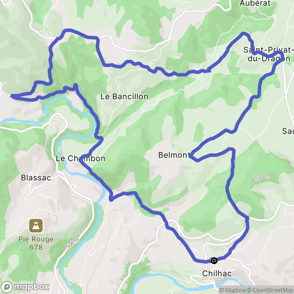 Chilhac : carte du parcours de randonnée - France