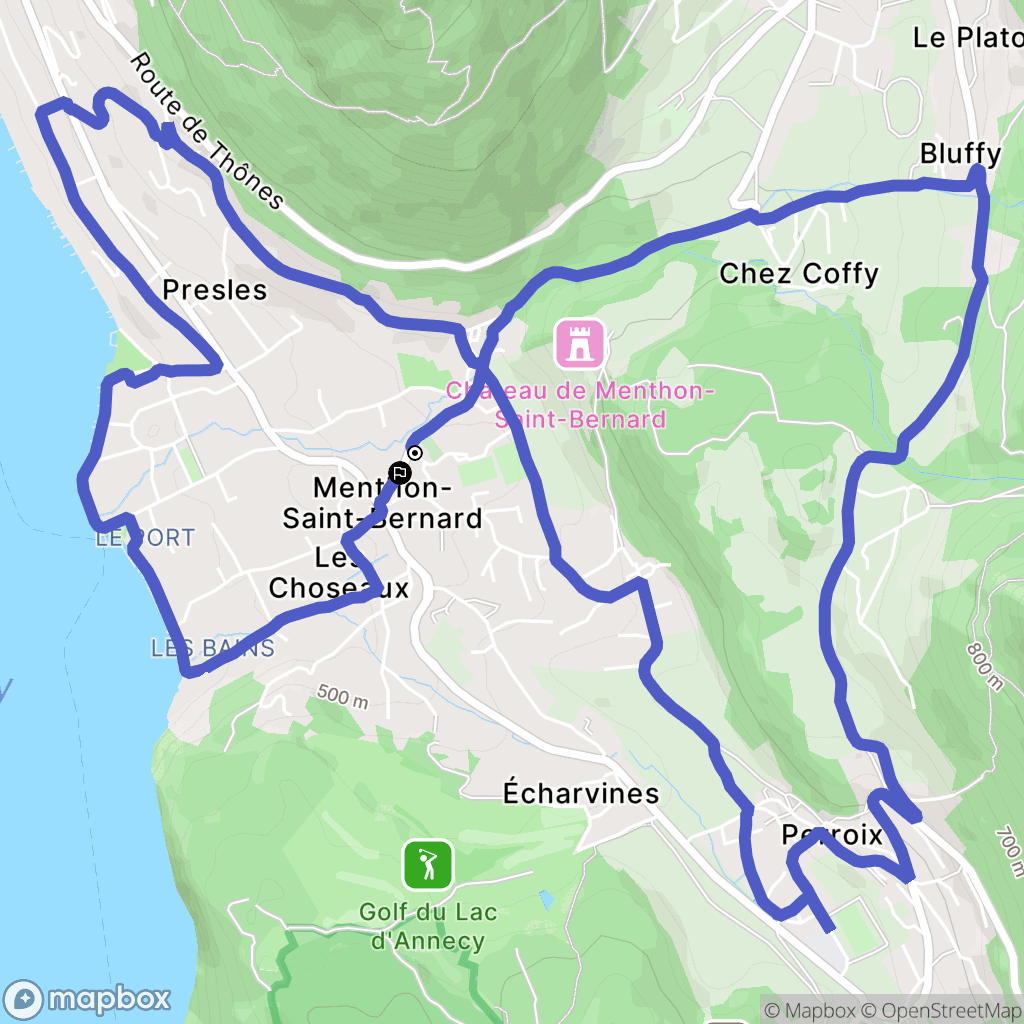 Menthon-Saint-Bernard : carte du parcours de randonnée - France