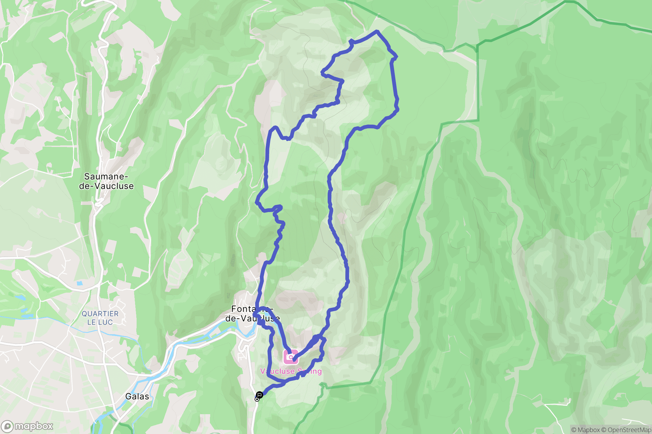 Fontaine-de-Vaucluse : carte du parcours de randonnée - France