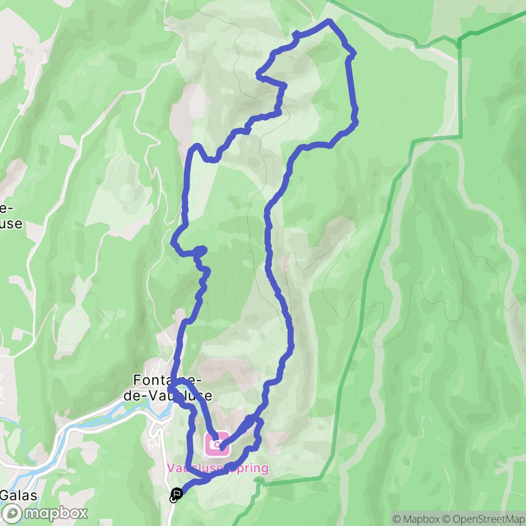 Fontaine-de-Vaucluse : carte du parcours de randonnée - France
