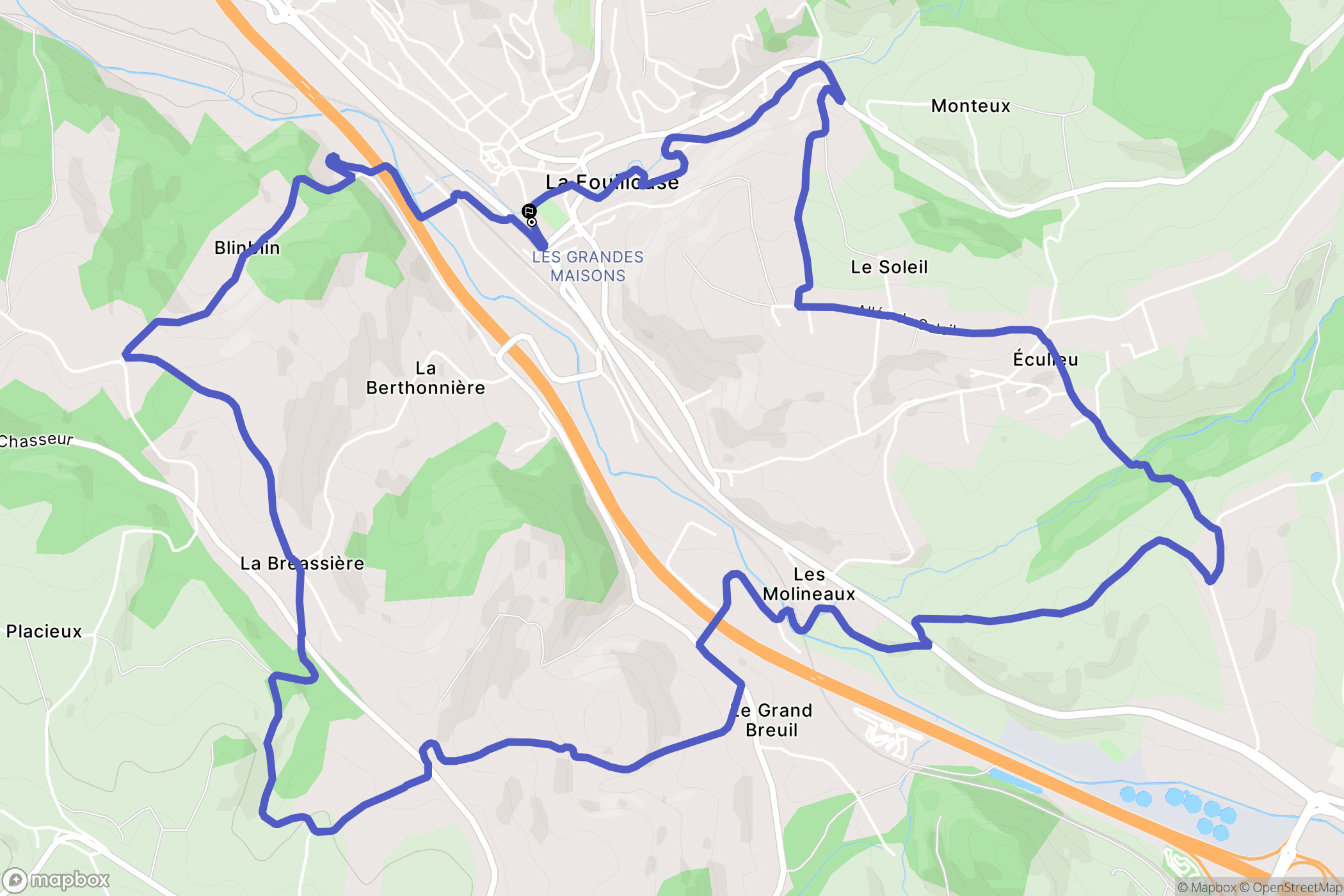 La Fouillouse : carte du parcours de randonnée - France