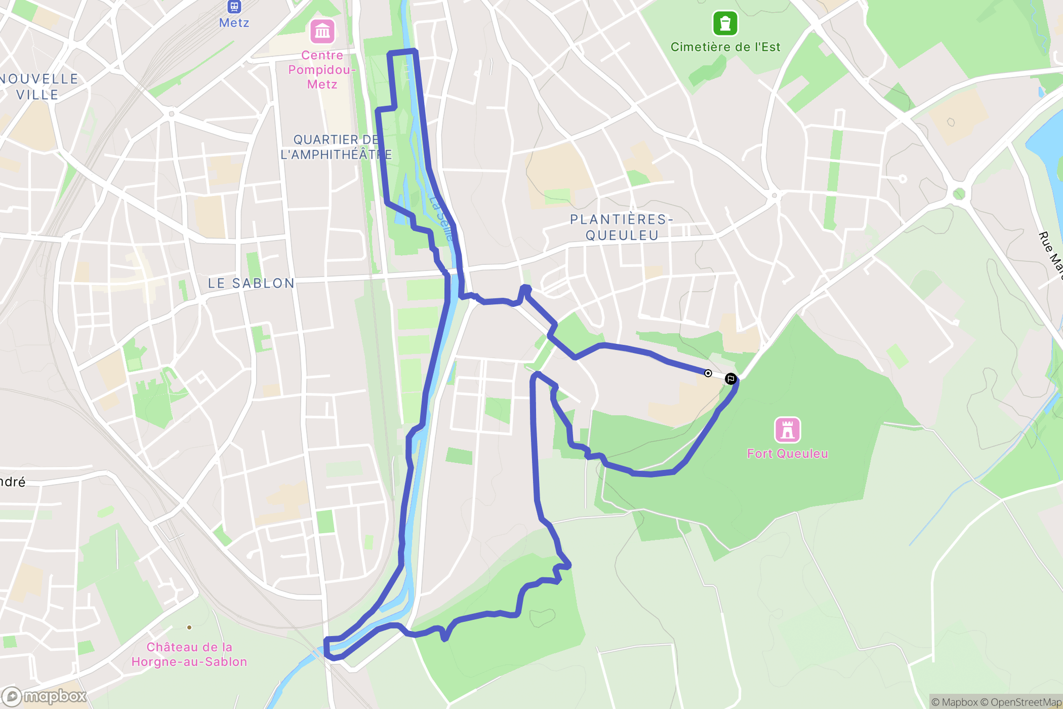 Metz : carte du parcours de randonnée - France