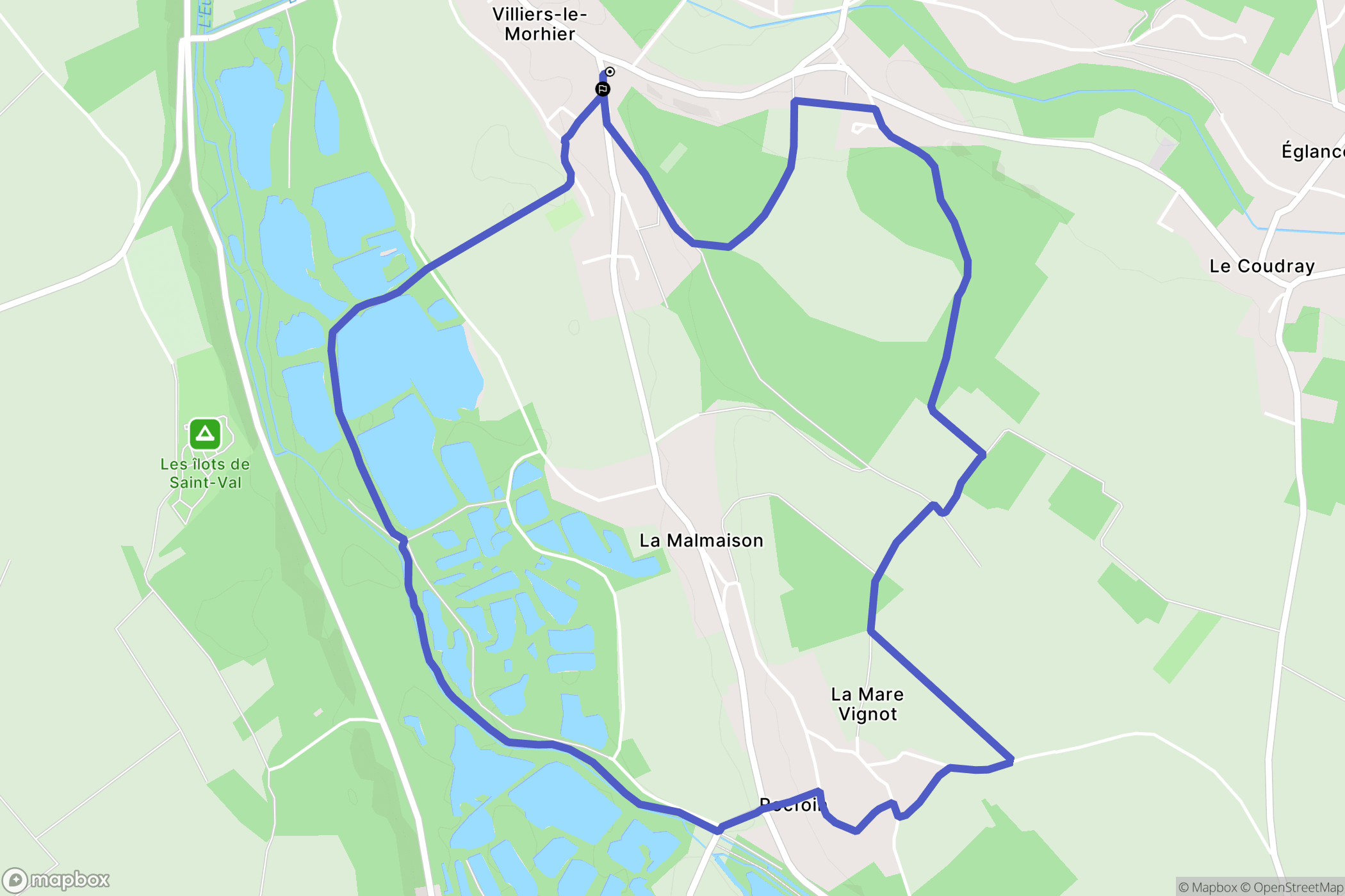 Villiers-le-Morhier : carte du parcours de randonnée - France