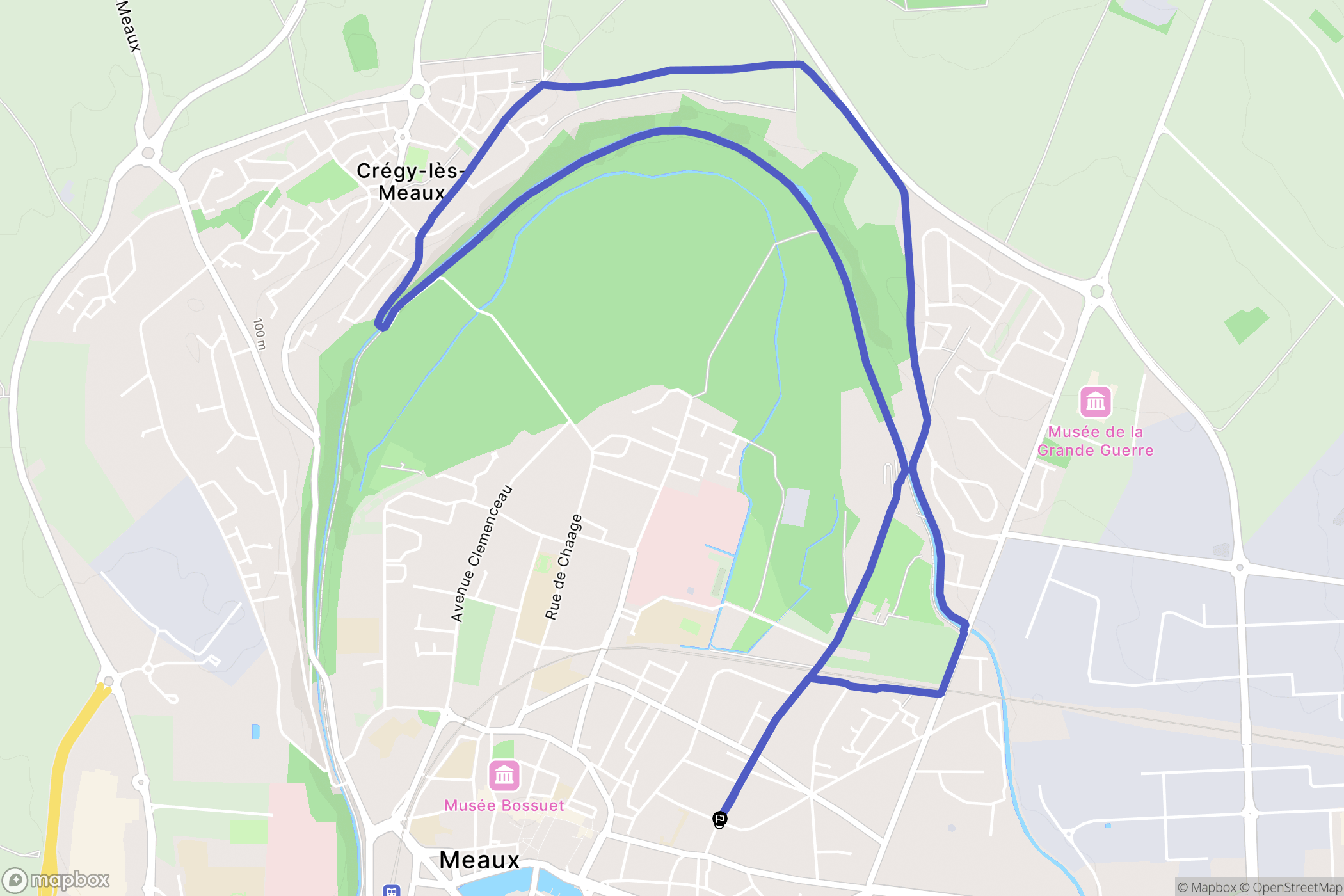 Meaux : carte du parcours de randonnée - France