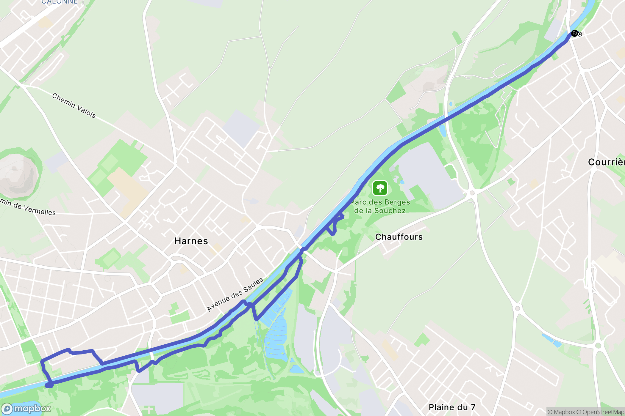 Courrières : carte du parcours de randonnée - France