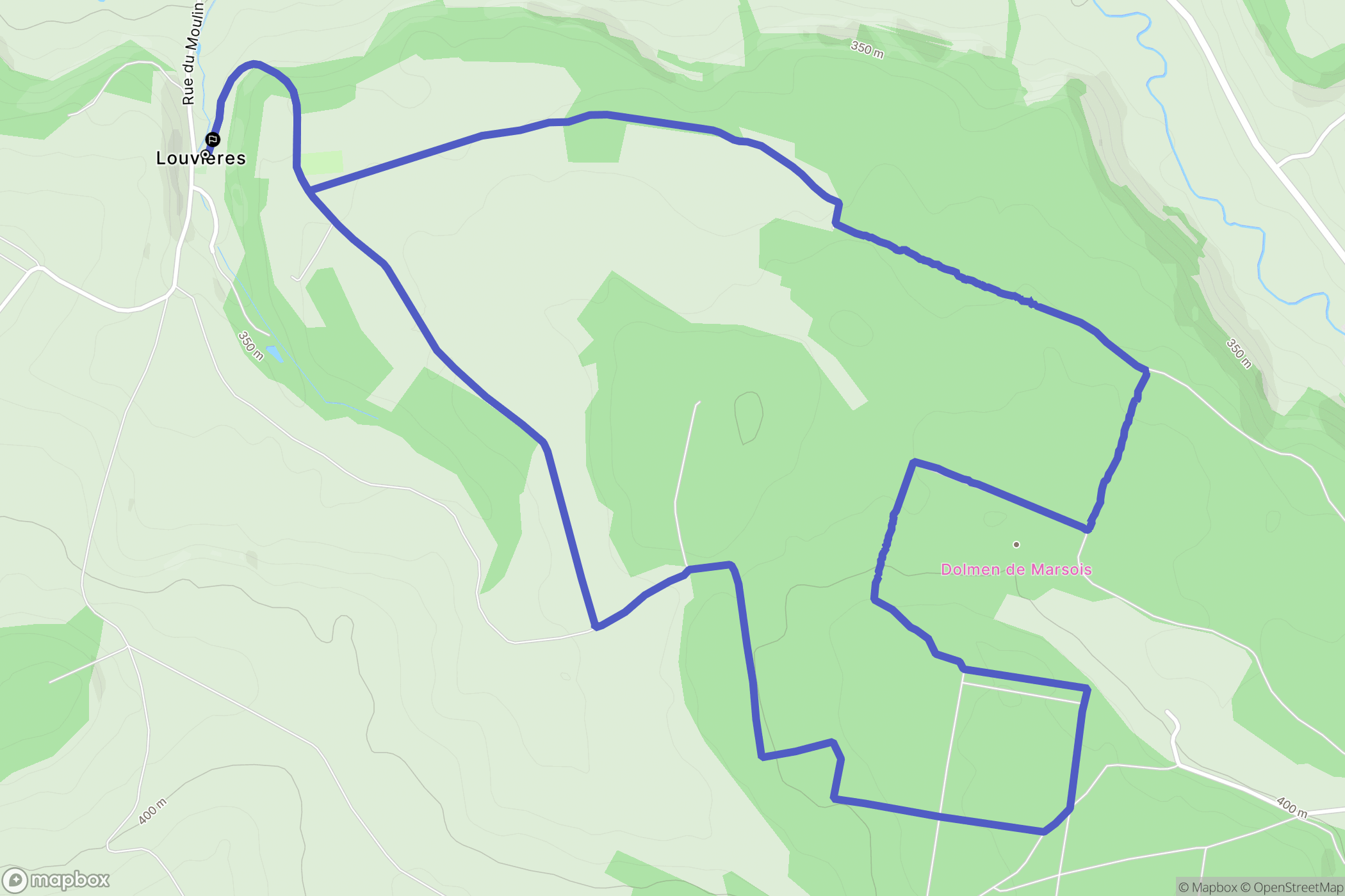 Louvières : carte du parcours de randonnée - France
