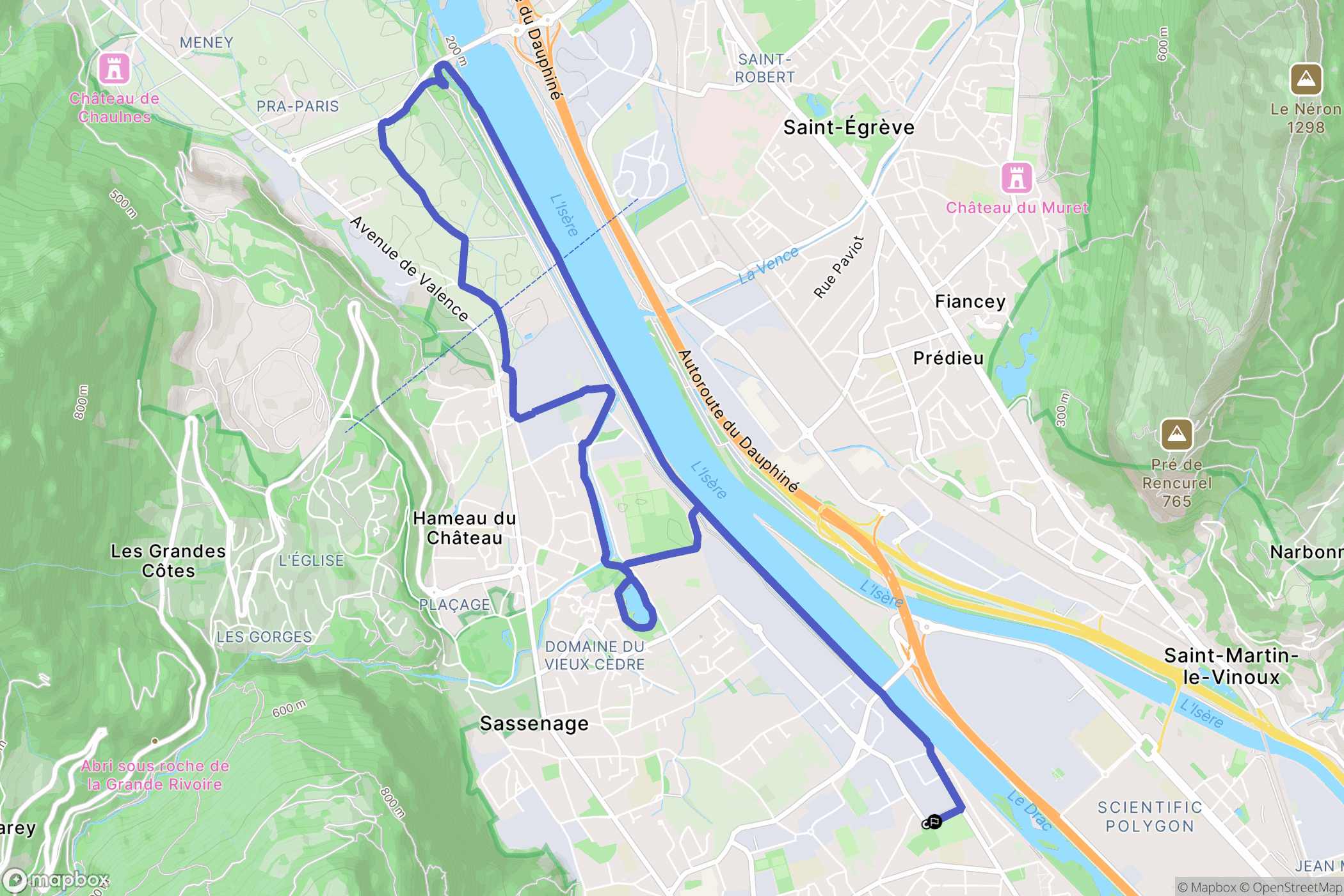 Fontaine : carte du parcours de randonnée - France