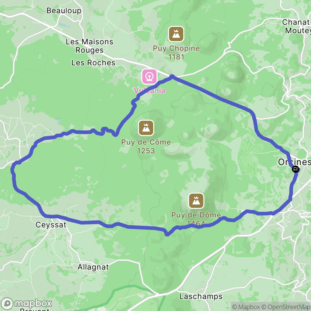 Orcines : carte du parcours de randonnée - France