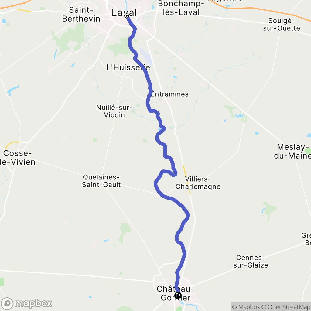 Laval : carte du parcours de randonnée - France