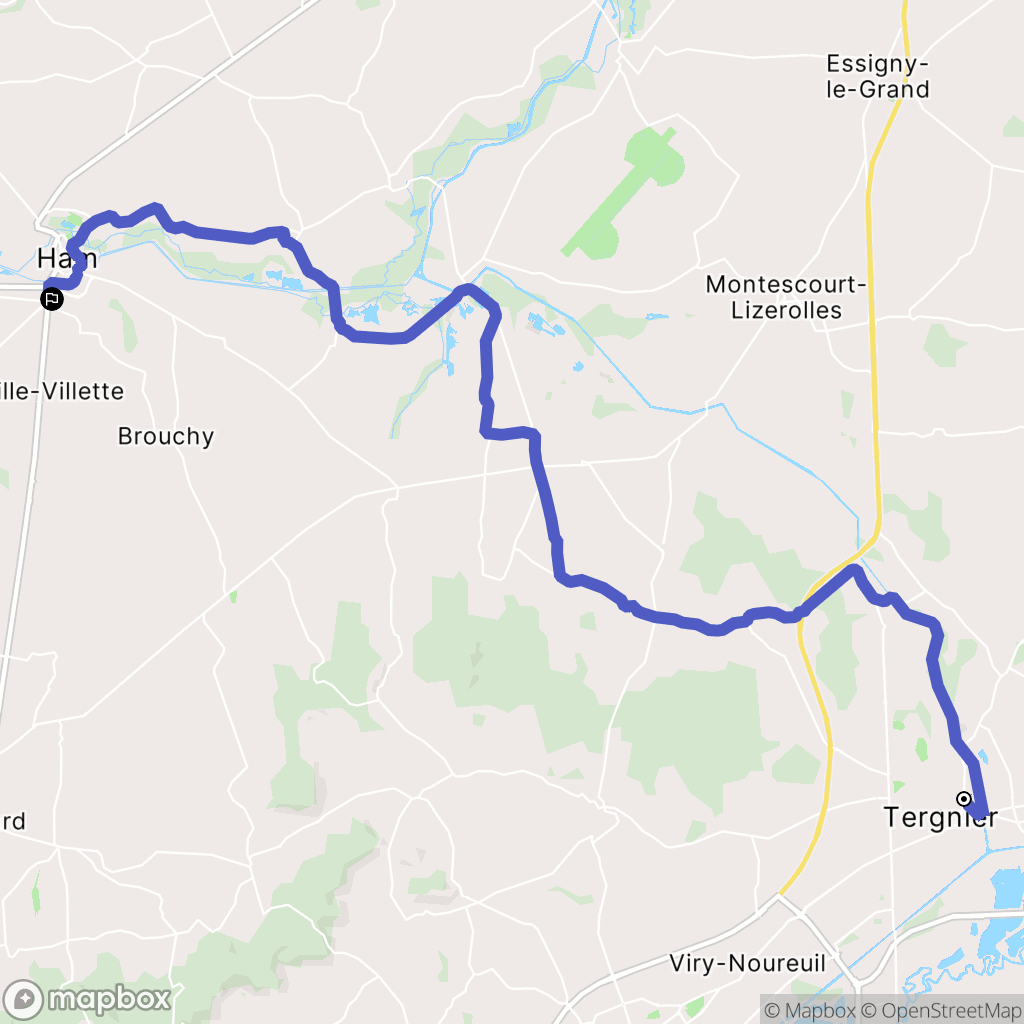 Tergnier : carte du parcours de randonnée - France